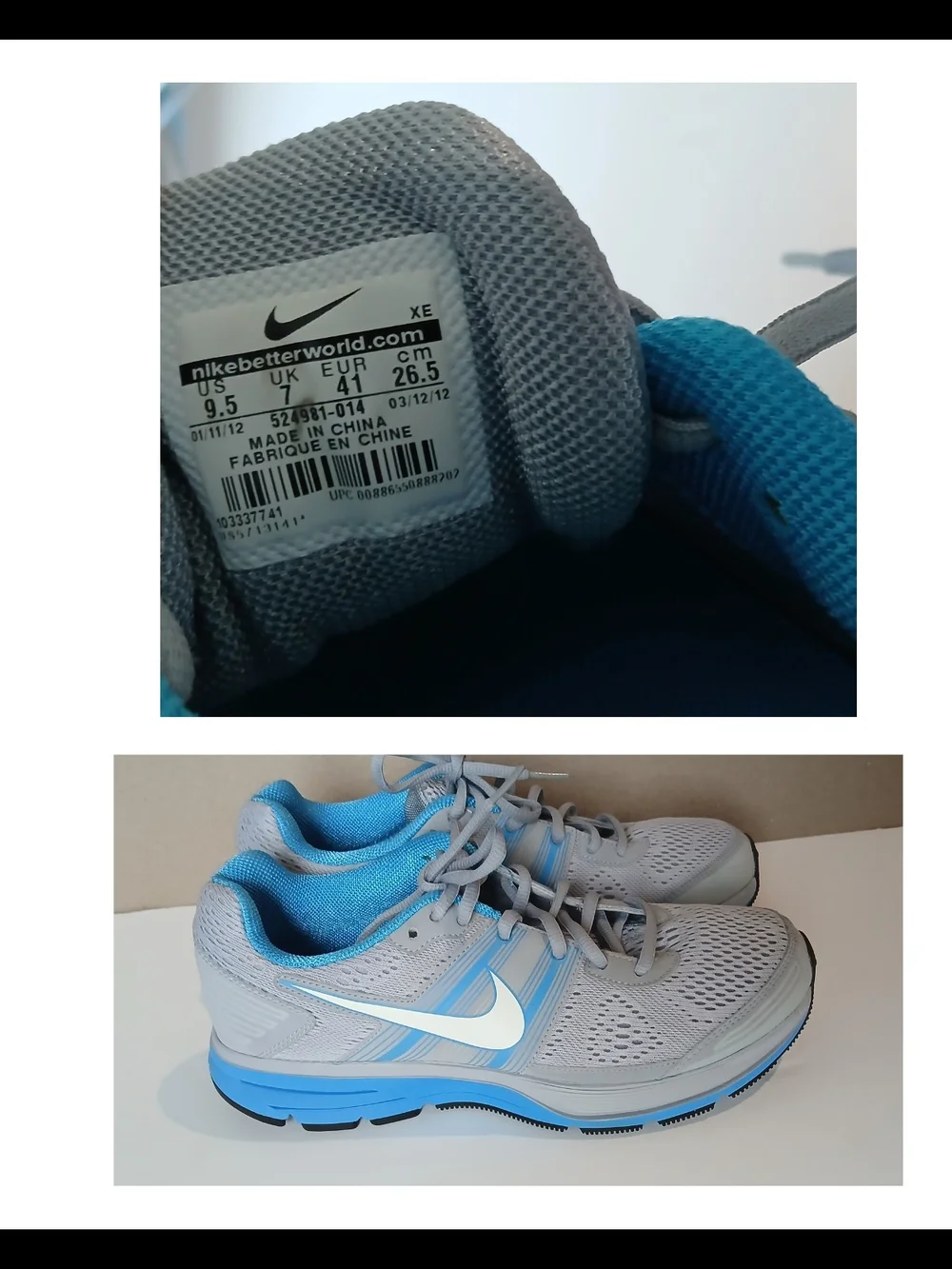 Nike Gray and Blue Women's Athletic Running Shoes